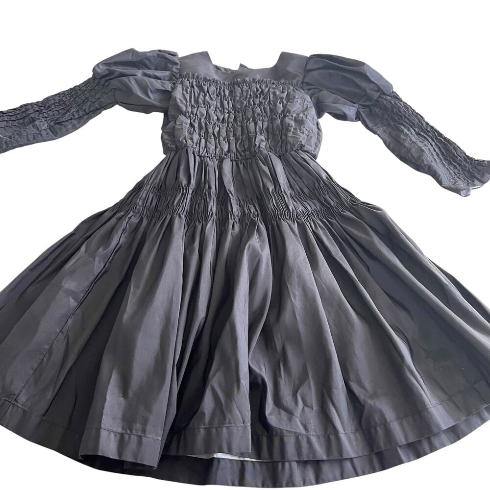 THE MIDDLE DAUGHTER LONDON Black Taffeta Smocked Maxi Dress size 2